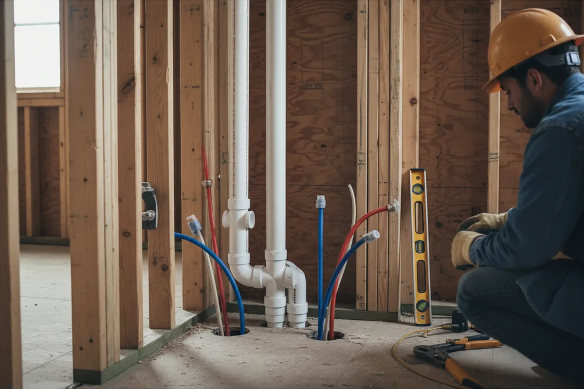 Drain and supply rough-in during Toilet Repair and Installation in Richmond